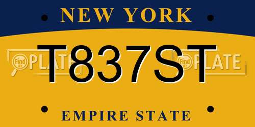 T837ST New York License Plate
