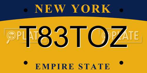T83TOZ New York License Plate