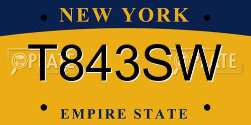 T843SW New York License Plate
