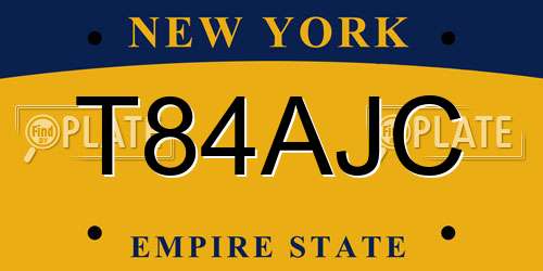 T84AJC New York License Plate
