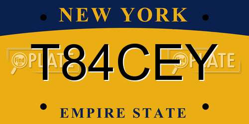 T84CEY New York License Plate