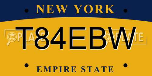 T84EBW New York License Plate