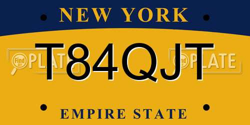 T84QJT New York License Plate