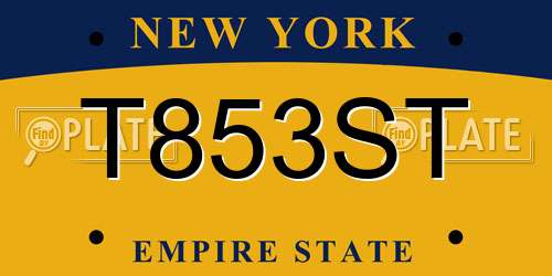 T853ST New York License Plate