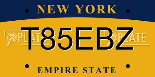 T85EBZ New York License Plate