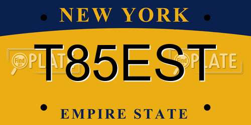 T85EST New York License Plate