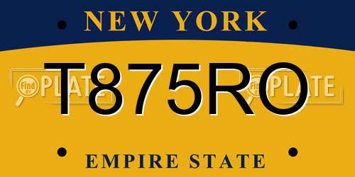 T875RO New York License Plate