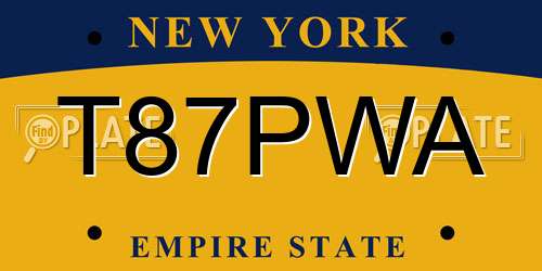 T87PWA New York License Plate