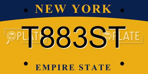 T883ST New York License Plate