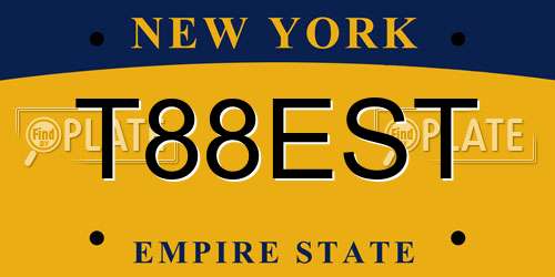 T88EST New York License Plate
