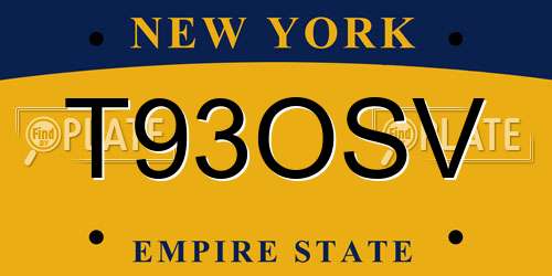 T93OSV New York License Plate