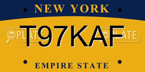 T97KAF New York License Plate