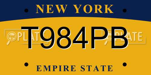 T984PB New York License Plate