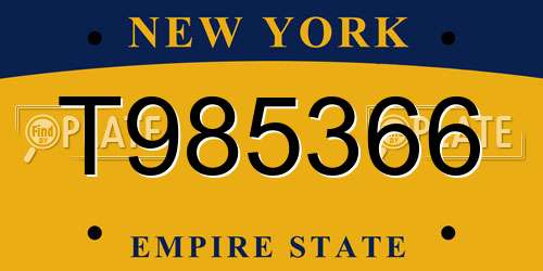 T985366 New York License Plate