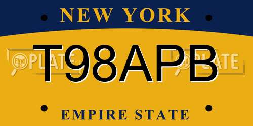 T98APB New York License Plate