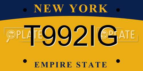 T992IG New York License Plate