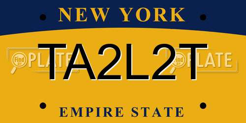 TA2L2T New York License Plate