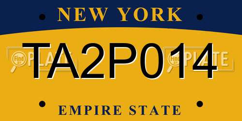 TA2P014 New York License Plate