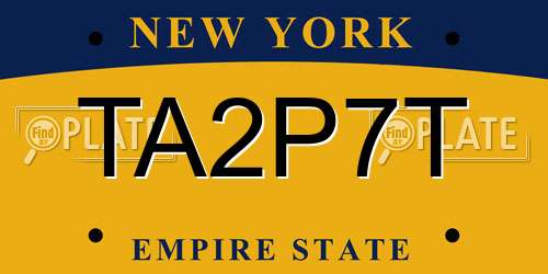 TA2P7T New York License Plate