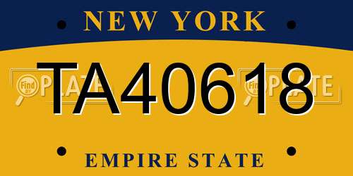 TA40618 New York License Plate