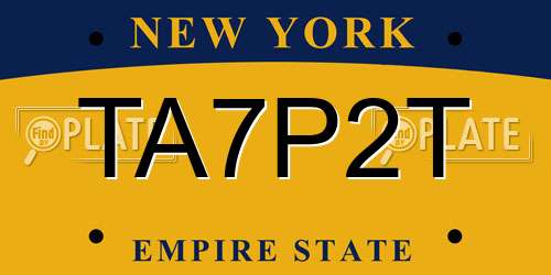 TA7P2T New York License Plate