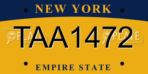 TAA1472 New York License Plate