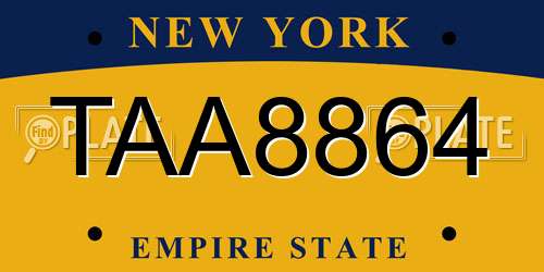 TAA8864 New York License Plate