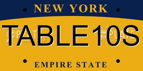 TABLE10S New York License Plate