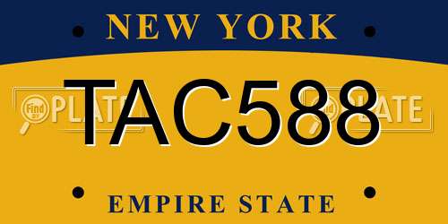 TAC588 New York License Plate