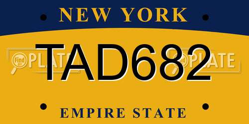 TAD682 New York License Plate