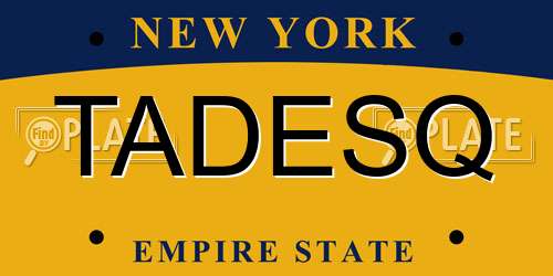 TADESQ New York License Plate