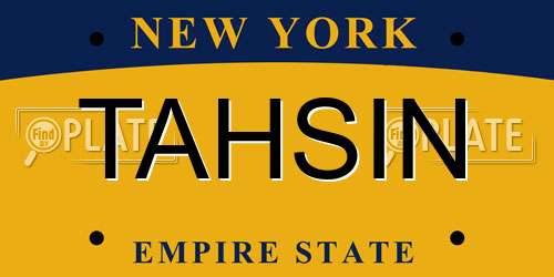 TAHSIN New York License Plate