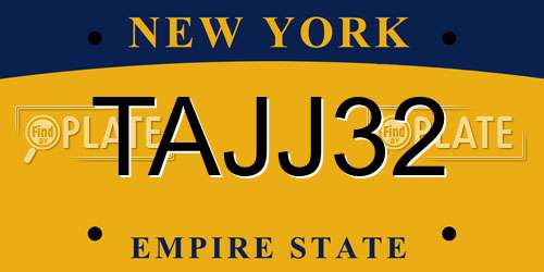 TAJJ32 New York License Plate