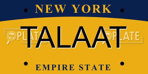 TALAAT New York License Plate