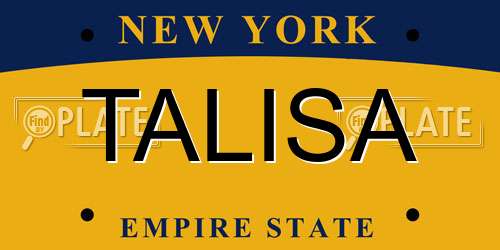 TALISA New York License Plate