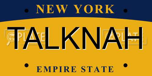 TALKNAH New York License Plate