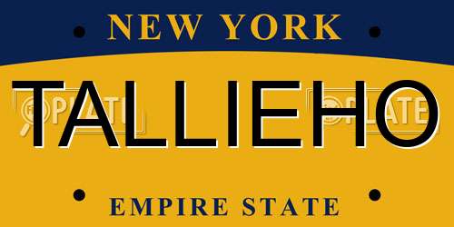 TALLIEHO New York License Plate
