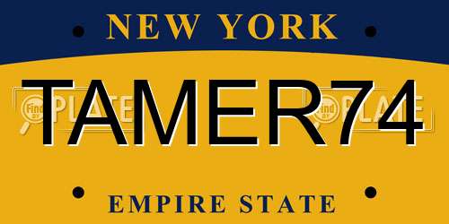 TAMER74 New York License Plate