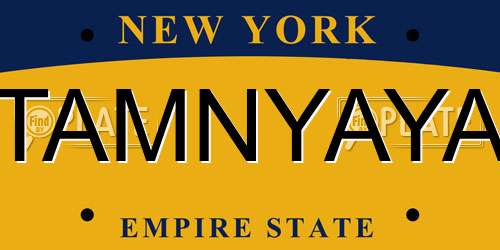 TAMNYAYA New York License Plate