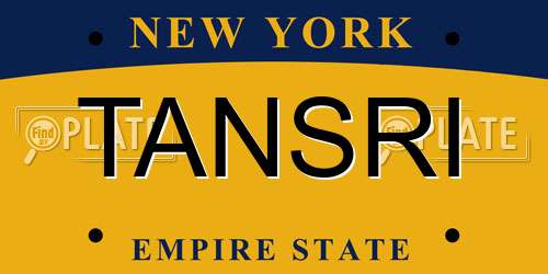 TANSRI New York License Plate