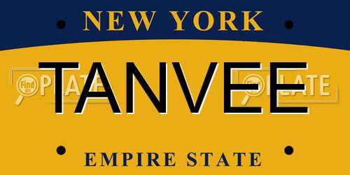 TANVEE New York License Plate