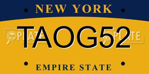 TAOG52 New York License Plate