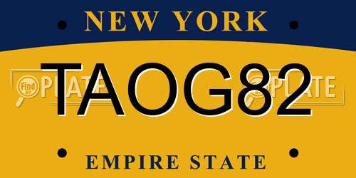 TAOG82 New York License Plate