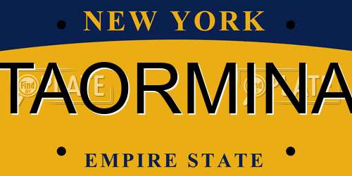TAORMINA New York License Plate