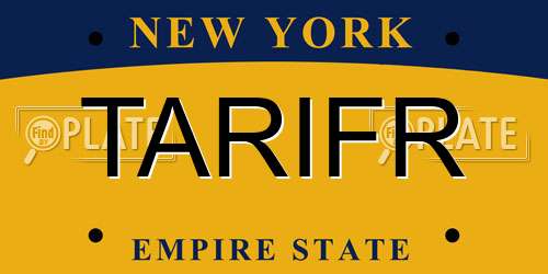 TARIFR New York License Plate