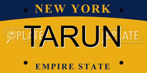 TARUN New York License Plate