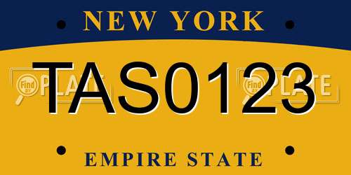 TAS0123 New York License Plate