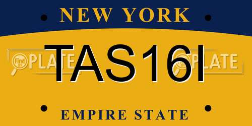 TAS16I New York License Plate