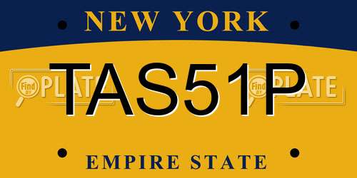 TAS51P New York License Plate
