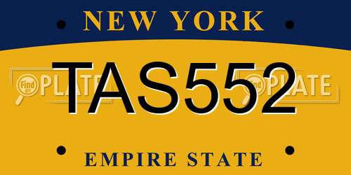 TAS552 New York License Plate